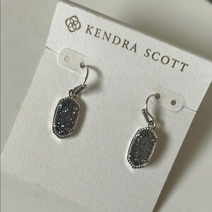 Kendra Scott Lee Silver Drop Earrings in Platinum Drusy